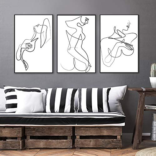 Un dessin au trait imprimer moderne pour décoration murale triptyque abstrait 50x70