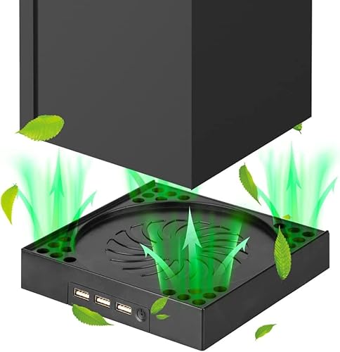 Aukuoy Lüfter für Xbox Series X, aufrechtes Kühlständer-Kühlsystem, Dockstation-Zubehör mit 3-Port USB2.0, 1-Port Typ C, 3-stufig einstellbare Windgeschwindigkeit Cover