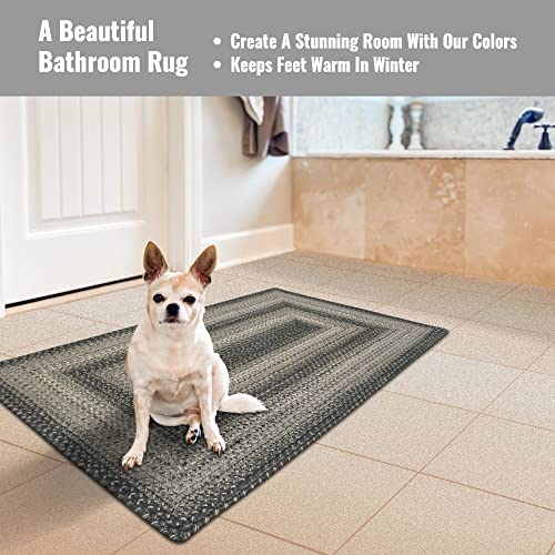 Homespice Flint Hill Gray Braided Rugs 20X30 Kitchen Rugs Or Primitive Bathroom Rugs #TOP1