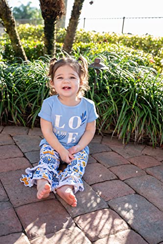 Image of Unique Baby 2 Piece Girls Double Ruffle Leggings and Short Sleeve Shirt Clothes Set Kid and Toddler Girl Outfit