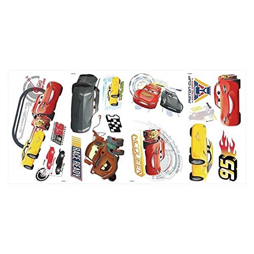 RoomMates 25.4 x 45.7 cm Repositionable Stickers Disney Cars with Lightning McQueen Martin and His Friends - Image 3