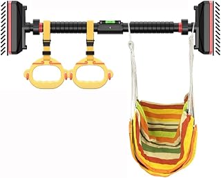Chin Up Bar Adult Kids Pull Up Bar, No Screw Door Frame Corridor Fitness Horizontal Bar, with Gymnastics Rings and Hammocks, Load 250kg (Size : 69-99CM)