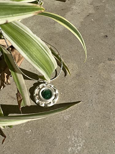 Emerald Green Genuine Gemstone Pendant Necklace Sterling Silver Chain Choker Custom Women Handmade Jewelry Design Everyday Round Pendant May Birthstone Jewelry Statement Necklace Gift For Girlfriend #TOP3