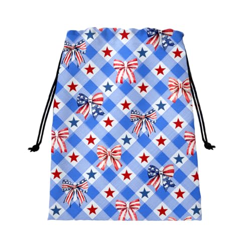 Image of Blue Bowknot Gymnastics Grip Bags Small Drawstring Gym Bag
