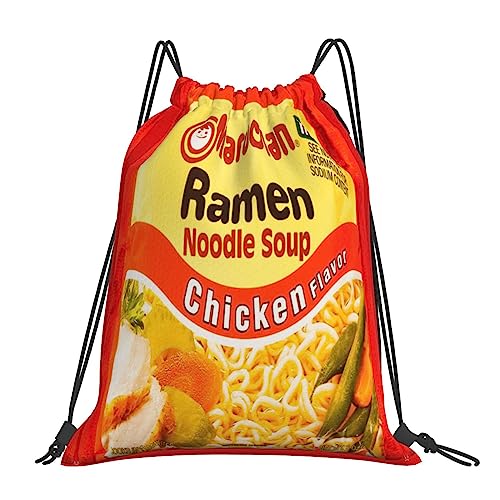 Instant Ramen Noodle Soup Chicken Drawstring Backpack Sports Gym Sack Funny Food Sackpack String Bag For Sport Yoga Travel Shopping