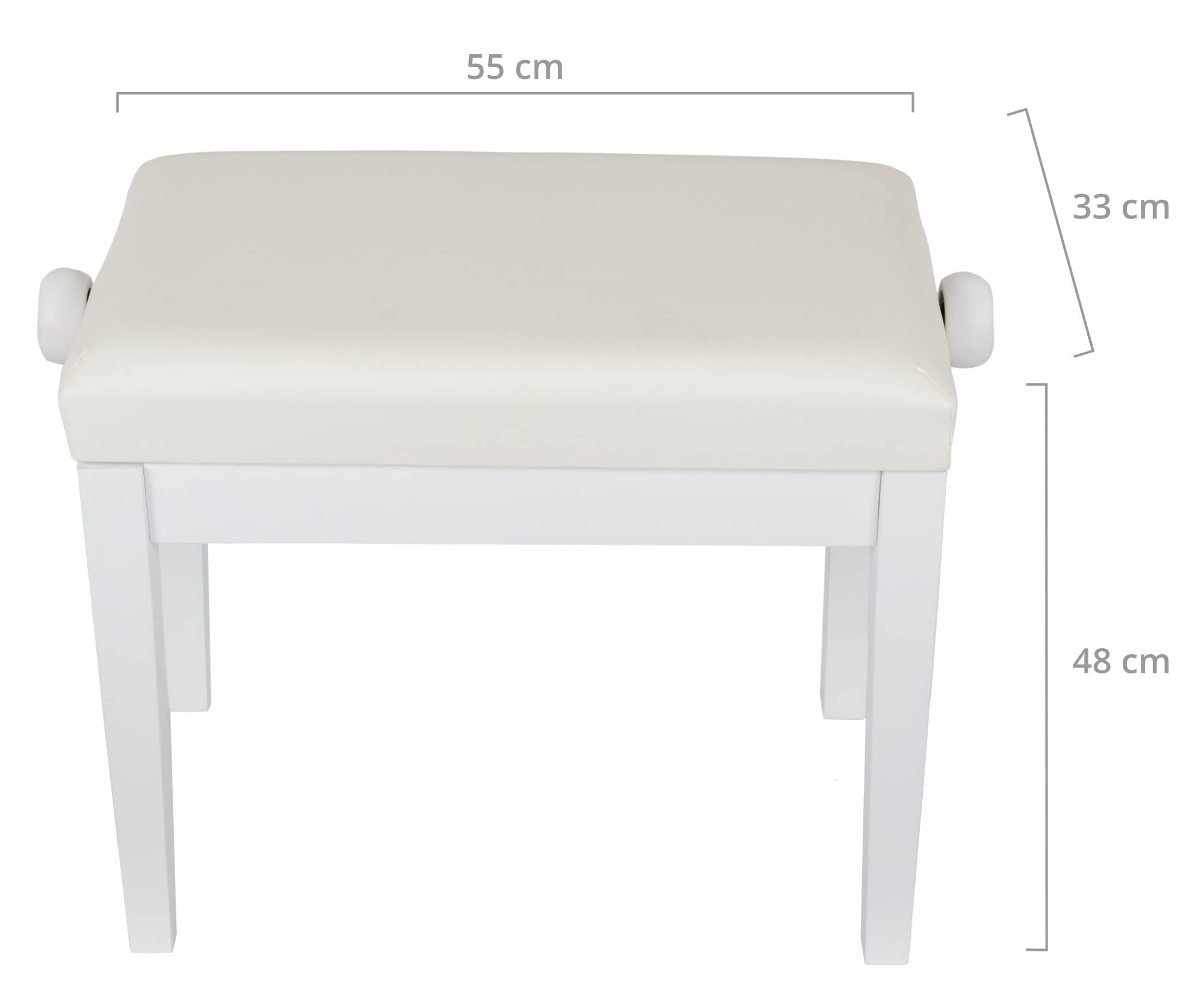 Classic Cantabile Panca Per Pianoforte Modello A - Regolabile 48-58cm (Bianco Opaco) - Foto 7