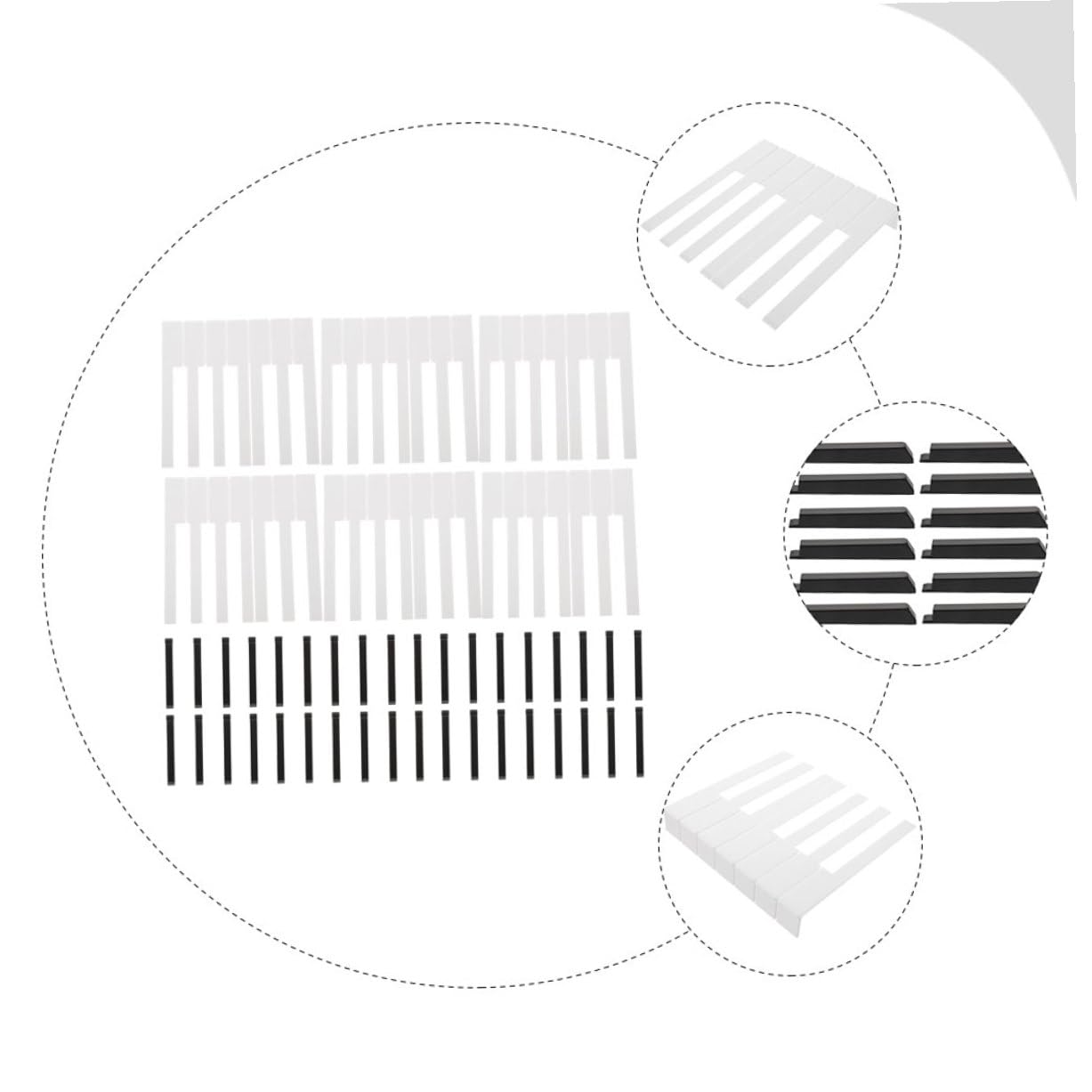 Cabilock Kit Profesional de 88 Piezas de Cubiertas Acrílicas para Teclas Claras de Piano Herramientas para Reparación y Reemplazo de Teclados, Adecuado para Mantenimiento Musical