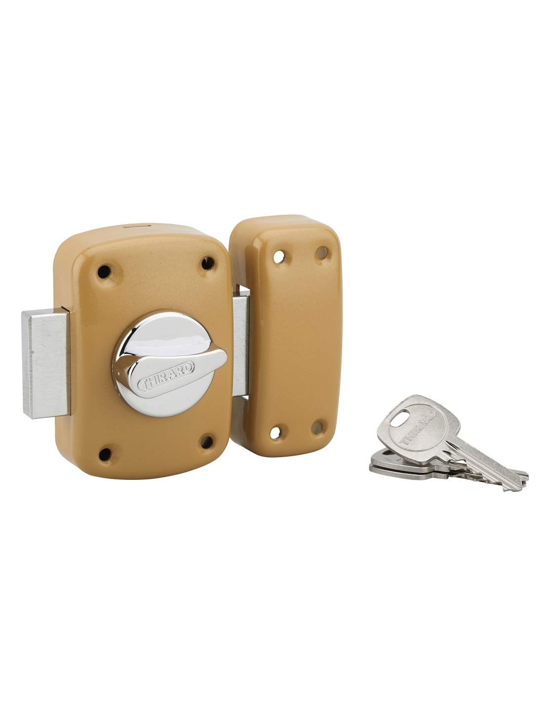 THIRARD - Verrou Cylindre à Bouton Corvette pour Porte d'Entrée - Cylindre Laiton 50 mm - Ø 23 mm - Acier - 3 Clés Crantées - Sécurité Domestique - Époxy Bronze - Hauteur 90 mm - Largeur 60 mm