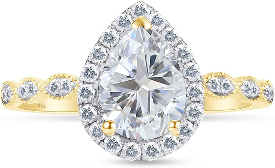 SAVEARTH DIAMONDS 925 Sterling Silver Teardrop Infinity Design, Center 12X8MM (2.75 Ct) Pear Cut Moissanite Lab Created Diamond Engagement Promise Ring Jewelry For Women Gifts For Her (3.25 Ct)