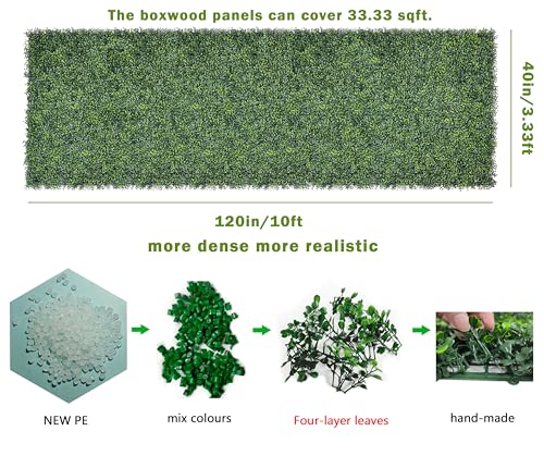 Image of Bybeton 40 inchx120 inch(33sqft) Ivy Privacy Fence Screen Odorless Boxwood Hedge