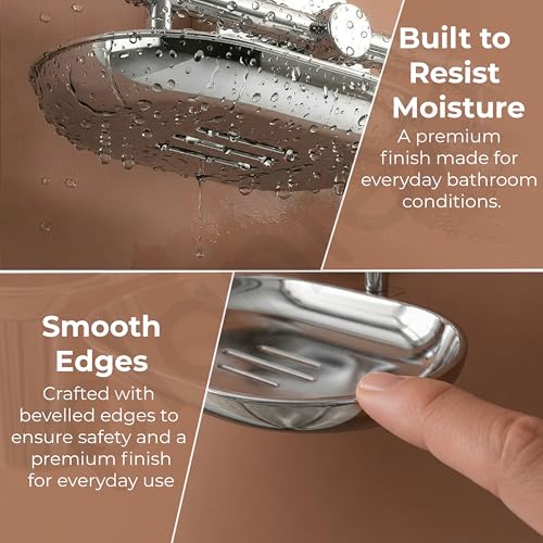 Image of Plantex J4 Stainless Steel Soap Dish with Tumbler Holder /Soap and Brush Holder for Bathrooom /2 in 1 Soap Holder with Toothbrush Holder /Bathroom Accessories (Chrome Finish) Onix