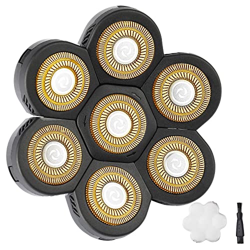 7 Blades 7D Electric Shaver Replacement Head Blades,Upgrade Version Waterproof Razor Blade Easy Install Electric Razor Shaver Head for Bald and Face Shave