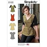 Simplicity Pattern 8168 Misses' Peplum Top with Neckline and Sleeve Variations Size H5 (6-8-10-12-14