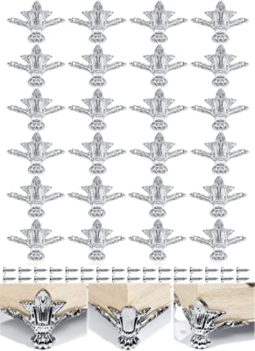 Olldag 24 piezas de joyeros con patas para caja de madera, cajas pequeñas, caja de almacenamiento de joyas, esquina de almacenamiento, protector de aleación de zinc para repujar, cajas de madera,