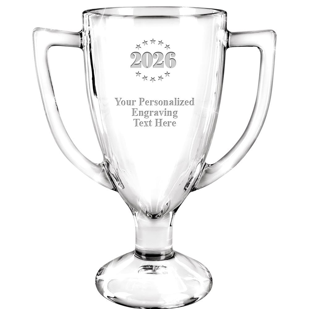 Crown Awards 7" Custom Engraved Cup Trophy, Personalized Glass Cup Award with Your Text