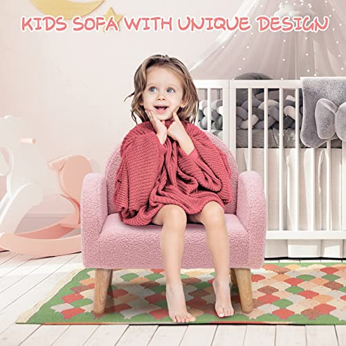 INFANS Kids Sofa, Toddler Armchair with Solid Wooden Frame Anti-Tipping Design Plush Fabric, Upholstered Children Chair for Kindergarten Playroom Preschool, Gift for Boys Girls, Toddler Couch - Thumbnail 4