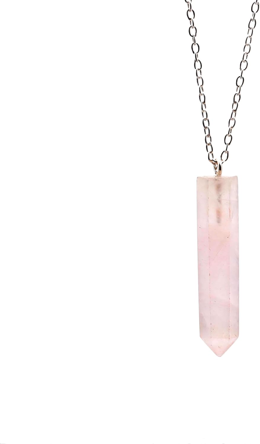 TGH Crystal Pencil Point Pendant Necklace – Natural Quartz Point Necklace with Adjustable Chain – Geometric Healing Crystal Pendant – Unisex Jewelry Gift for Women & Men