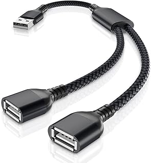Basesailor USB Splitter Y Cable 0.3M,USB A 1 Male to 2 Female Extension Cord Converter,Dual Double USB Port Extender Hub Data Charger Power Split Adapter For Mac,Car,Xbox One Series X S,PS4,PS5,Laptop