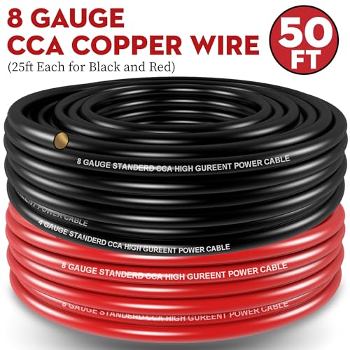 Taigoehua 50FT 8 Gauge Wire (25ft Each- Black/Red) Copper Clad Aluminum CAA- with 8ga Lugs,60A Fuse Holder and Heat Shrink Tube, Car Amplifier Power & Ground Cable by Taigoehua - Image 7