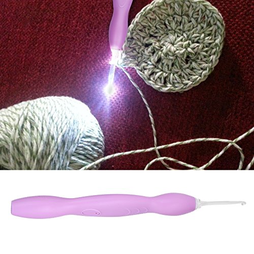 Ganchos de ganchillo LED para tejer sin fatiga visual con estuche rosa 6