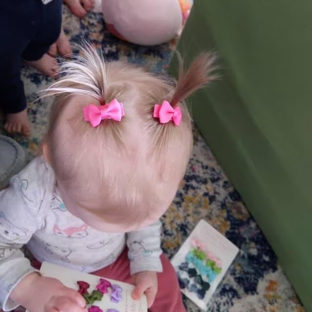 CÉLLOT 60Pcs Baby Hair Clips 1.2 Tiny Baby Bows Snap Hair Clips for Thin Hair Grosgrain Ribbon Hair Bows Clips for Baby Girls Toddlers Infant in Pairs