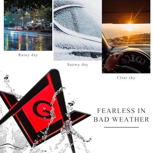 Image of DXNQ 2 PCS Masonic Car Emblem, 2.6 inch Chrome Plated Masonic Emblem Auto Stickers for Freemasons, Metal Mason Square and Compasses Car Decals for Most Vehicles, Car Accessories (Black&Red)