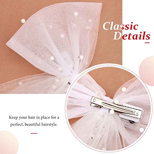 Jeairts Led Veil Bridal Bow Clip Pearl Wedding Hair Piece Glowing White Tulle Bow With Clip Bachelorette Party Hair Accessories For Women And Girls (A-Colorful Light) #TOP5