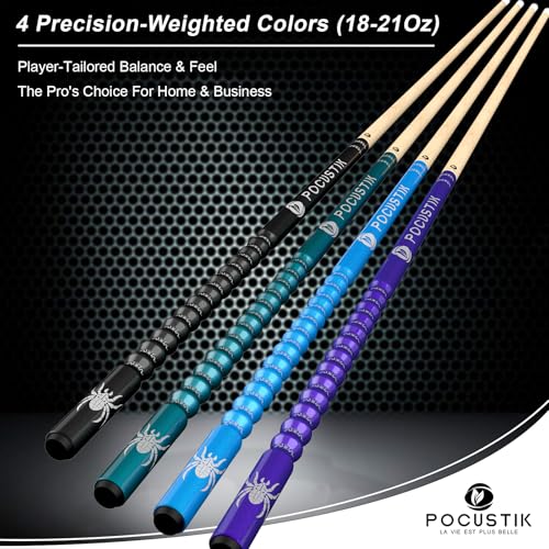 POCUSTIK 58" 2-Piece Pool Cues Set of 4, Ergonomic Grip, Canadian Maple - image 3