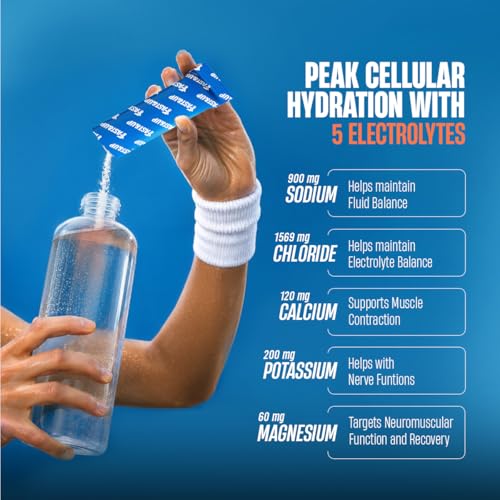 Image of Fast&Up Reload Salts | High Sodium Electrolyte Drink Mix | 900mg Sodium | Zero Sugar, Zero Calories| 5 Electrolytes - Potassium, Magnesium, Calcium & Chloride | Instant Hydration | Vegan, No Preservatives | (5 Sachets, Orange)