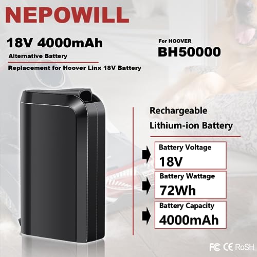 Compare NEPOWILL 18V 4.0Ah Replacement Battery for Hoover Linx 18 Volt
