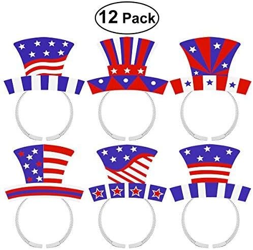 Fourth of July Headband Hair Clasps Patriotic Foil Tiaras Independence Day Party Hats USA Party Supplies (Fourth of July Headband)