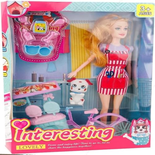 Image of SHAKTISM Doll Set for Girls with Makeup, Dress, Accessories, Wardrobe Closet, Hangers, Necklace, Multicolor, 3 Years and Up (Interesting Doll)