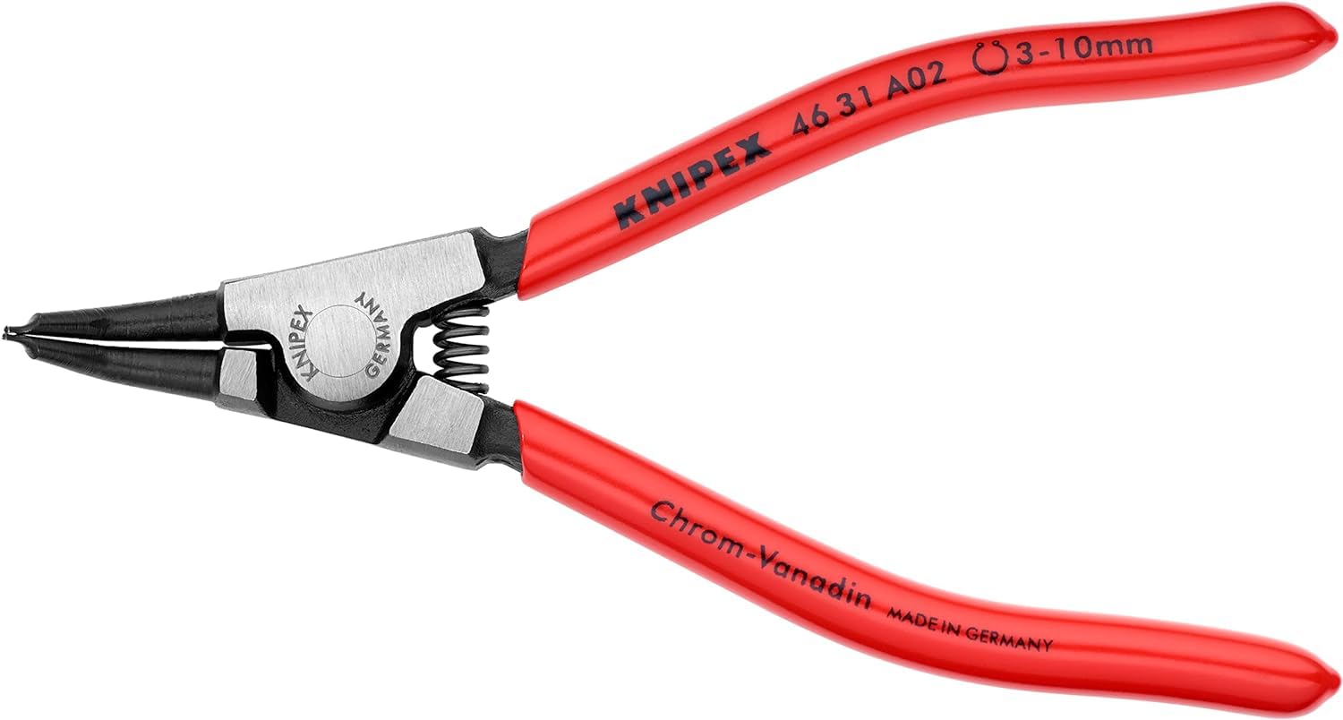 Knipex Pince Circlips DIN 5254 A et DIN 5254 B - Arbre:3-10mm - Pointes:0,9mm, Coudées à 45° -Longueur : 130 mm - Robuste, Forgée, Pointes Solides Antidérapantes - 46 31 A02