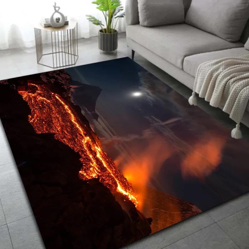 Tapis motif lave volcanique 3D antidérapant pour salon et chambre