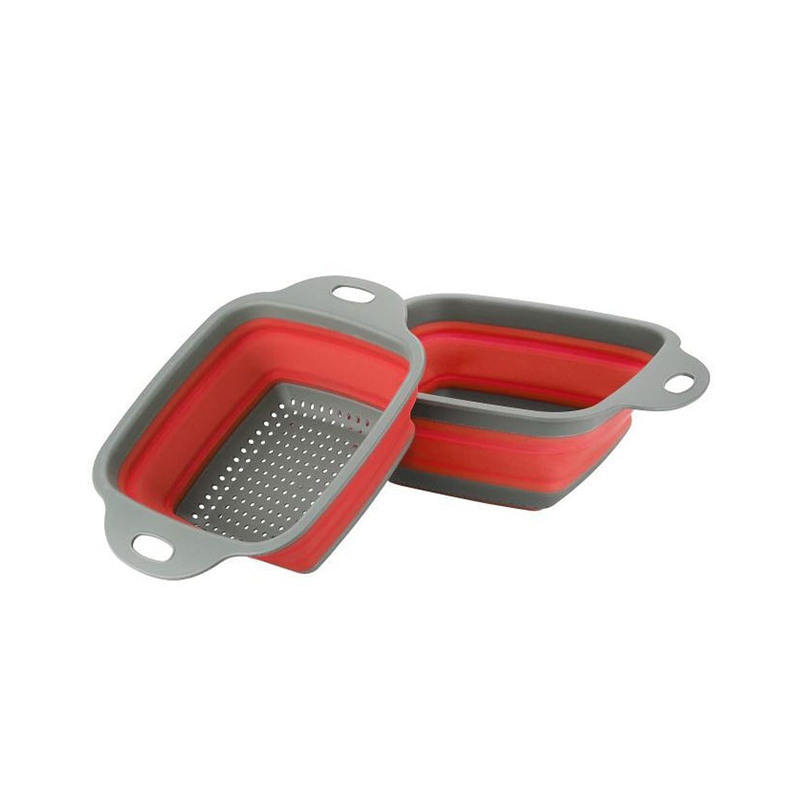 Scolapasta pieghevole per lavello, per frutta e verdura, scolapasta portatile in silicone, scolapasta pieghevole, utensili da cucina (rosso)