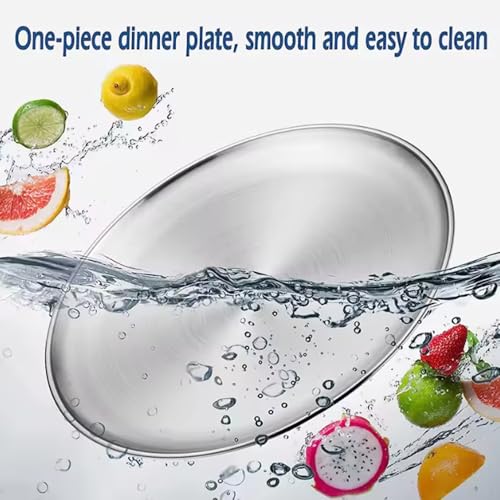 3 Stück Edelstahl Teller - Camping Teller Φ 20cm, Camping Geschirr Edelstahl Rundes Geschirr, Edelstahl Camping Teller, Stabile Edelstahl-Teller für Camping, Picknick, Wandern, Küche, Party