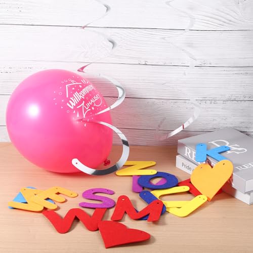 Willkommen Zuhause Banner Dekoration,10 StüCk Welcome Home Wiederverwendung Luftballons,Herzlich Willkommen Girlande,6 StüCk HäNgende Spiralen Grlande Luftschlangen,Familientreffen Party