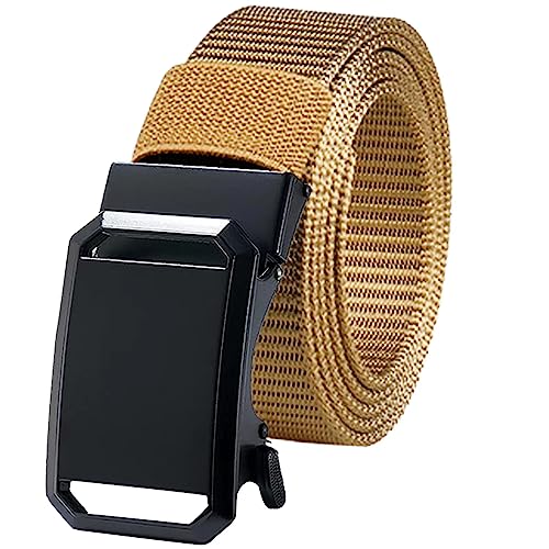 Men Belts Ratchet Belt- Nylon Web Belt Men and Women's Casual Belt for Jeans Pants - Adjustable Belt with Slide Buckle