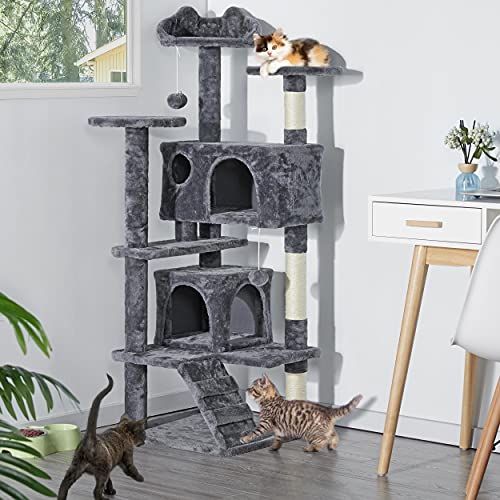 Yaheetech 54in Cat Tree Tower Condo Furniture Scratch Post for Kittens Pet House Play - Image 3