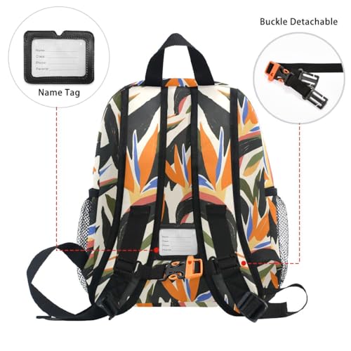 Stylish Strelitzia Pattern Toddler Girls Boys Backpack Kids School Bookbag with Name Tag4