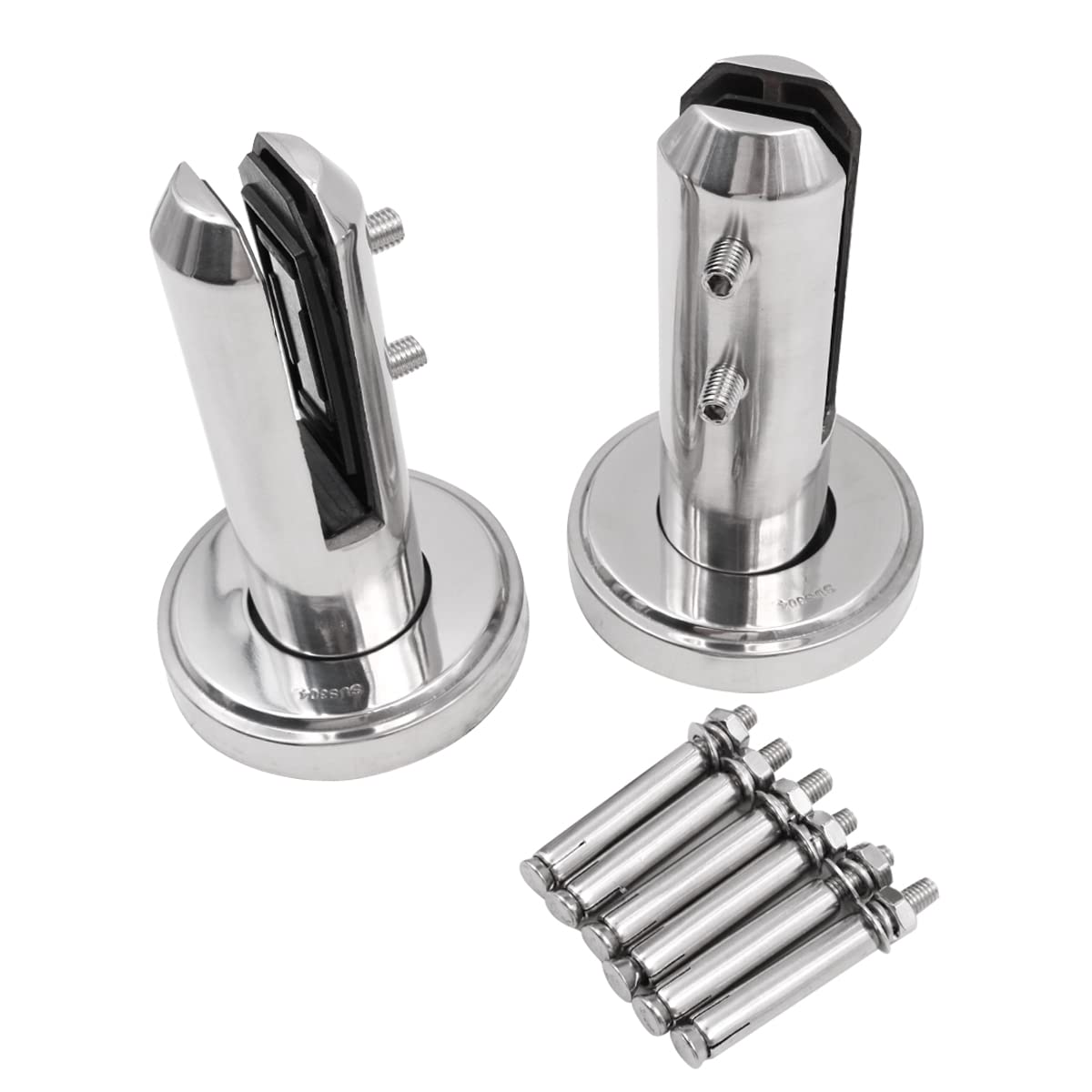 Set di 2 montanti in vetro di alta qualità in acciaio inox 304, 8-12 mm, montaggio a pavimento, recinzione piscina, giardino, morsetto per recinzione, coni rotondi, balaustra, supporti