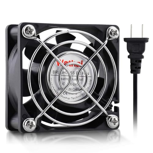 Wathai Ventilador AC 60 mm 230 V 220 V Ventilador empotrable 60 x 60 x 25 mm Ventilador de doble rodamiento de bolas sin cepillos EC 80 V - 240 V para carcasa de ordenador, frigorífico o autocaravana
