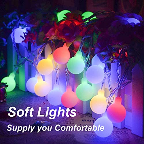 Image of MoonlitDreams 3M 14LED Milky Ball LED Curtain String Lights - Pooja Mandir Decoration Ball Fairy Lights for Window, Festival, Diwali, Christmas, Wedding, Party & Home Decoration