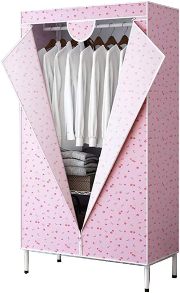 Cloth Wardrobe Closet, Fabric Cabinet Portable Foldable Closet Garment Organizer Clothes Closet Oxford Cloth Simple Wardrobe with Hanging Rack,A (A)