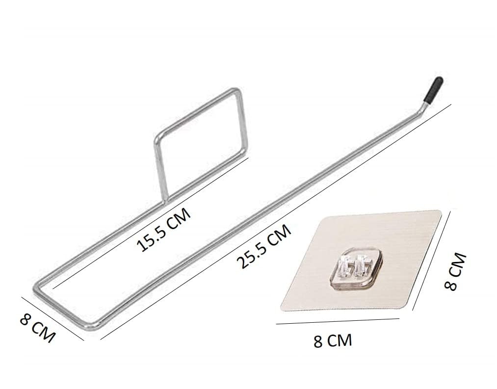 Aezta Stainless Steel No Drill Self Adhesive Toilet Paper Holder/Tissue Paper Stand Towel Bar Hanger Kitchen and Washbasin use 2 Pc 2