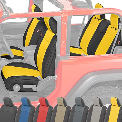 Diver Down Neoprene Seat Cover Set - Fits Jeep JL 2-Door 2018-2022 Wrangler - Front and Back Seat Set - Waterproof Custom Fit Seat Covers - Soft Padded Cushion Feel - Thermal Resistant - (Yellow)