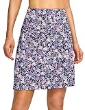 G Gradual 19' Skorts for Woman Knee Length Golf Skirt Long Athletic Tennis Skorts for Women Dressy Casual with Shorts Pockets(Purple Floral,XL)