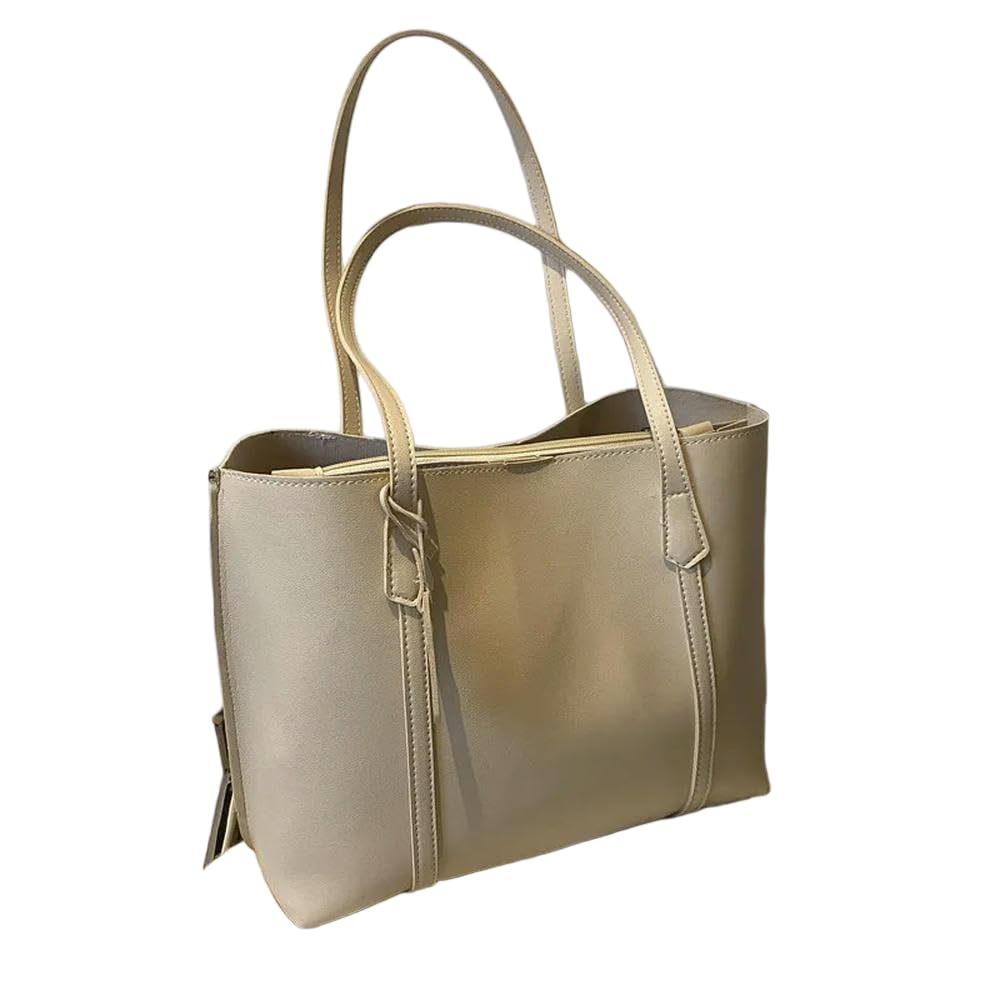 DYRBF - Bolsa de mano de piel sintética suave para mujer, bolsa de hombro de gran capacidad con cremallera superior, bolsa de trabajo ligera para laptop de 14 pulgadas, bolsa con bolsillos para viajes