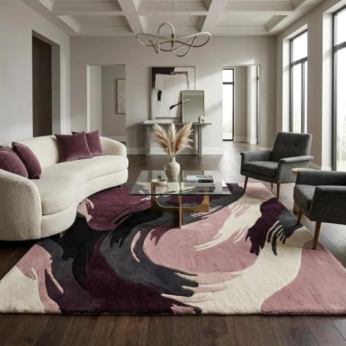 Image of Hand Tufted Premium Wool Abstract Artistic Brushstroke Design Carpet for Living Room, Bedroom, Office & Home Decor Size 12x18 Feet