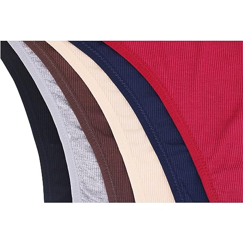 Image of High Waisted Cotton Thongs Underwear For Women Breathable Sport Athletics Panties High Rise Plus Size Multipack